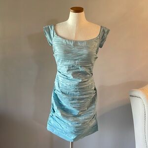 ALEX EVENINGS formal off the shoulders CRUSHED TAFFETA stretch mini dress sz 10